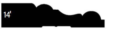 Silhouette of a crown molding profile with a height labeled as 14 inches.