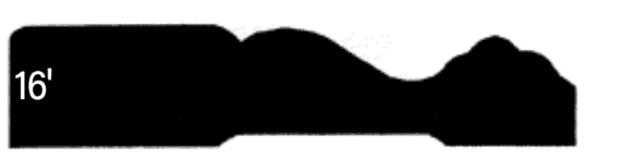 Silhouette of an irregularly shaped object labeled 16.