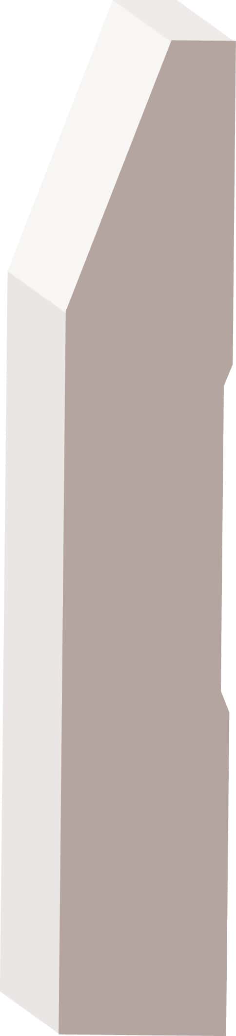A tall, abstract geometric shape with a beige front and white sides, resembling a simplified modern building or structure, set on a plain background.