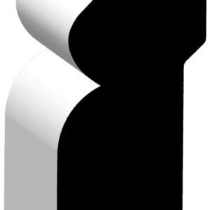 A tall, white, abstract, wavy sculpture with smooth curves set against a black background.