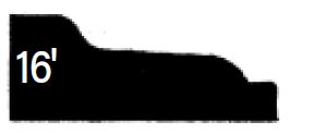 Black silhouette of a profile shape with 16 written on it, featuring a series of curves and angles.