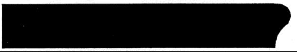 A black silhouette of a long, narrow object with a rounded end on a white background.