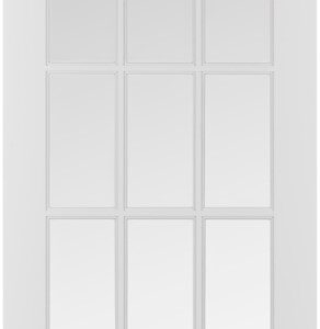 White door with fifteen glass panes arranged in a 3 by 5 grid.