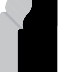 Abstract 3D shape with gray and black sections, featuring curves and edges, set against a plain white background.