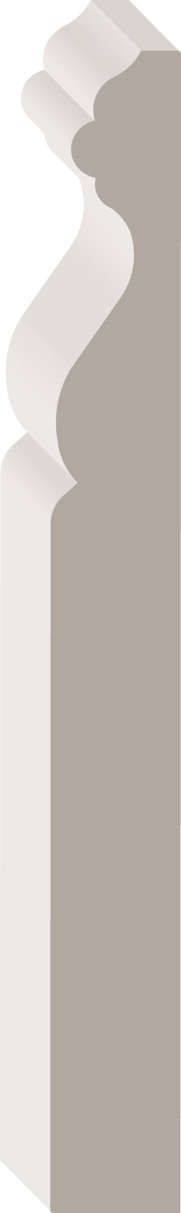 Illustration of a decorative wooden baluster with a curving silhouette and a gray shadow on a white background.