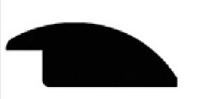 Black, curved silhouette resembling a stylized shark fin on a white background.