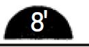A black semi-circle with a white 8 symbol in the center.