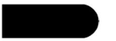 A black horizontal rectangle with a rounded right end on a white background.
