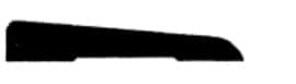 Silhouette of a long, tapered object with a flat base and a sloping top.