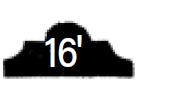 Black silhouette with 16 written in white text at the center.