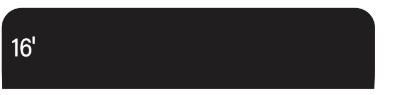 Black rectangle with white text 16 displayed inside.