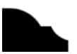 A black silhouette of a rounded shape with a small curved dip on the right side against a white background.