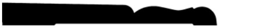 A black, uneven silhouette with curved and straight edges on a white background.