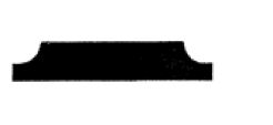 A black silhouette of a rectangular shape with curved, protruding top corners against a white background.