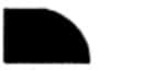 A solid black quarter circle shape with a straight top and left side on a white background.