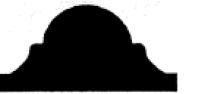 Silhouette of a half-circle shape on top of a rectangular base.