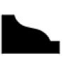 Black silhouette of a step profile with one curved and one straight edge on a white background.