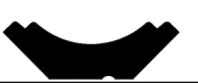 Black, abstract geometric shape resembling a stylized crown with triangular points on a white background.