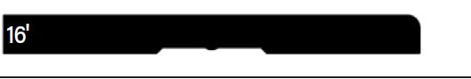 A black bar with a small notch in the center and the number 16 in white text on the left side.
