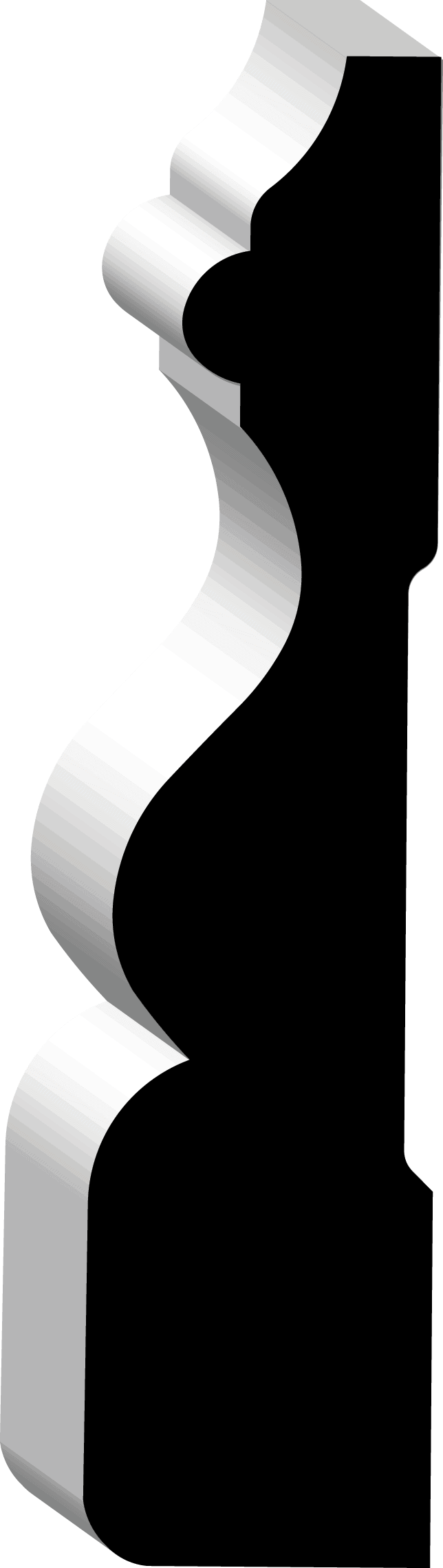 A twisting, metallic ribbon with reflective surfaces curves upward against a plain background.