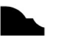 A black silhouette of a cloud with a flat bottom edge against a white background.