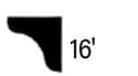 Black silhouette of a molding profile next to the text 16.