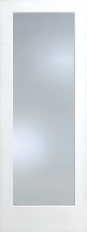 A plain rectangular mirror with a white frame, photographed from the front against a neutral background.