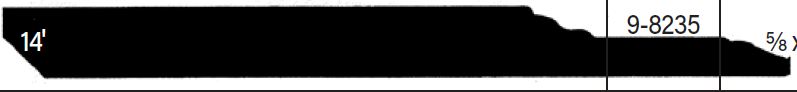 Silhouette of an uneven horizontal shape with measurements labeled: 14, 9-8235, and 5/8.