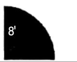 A black quarter circle labeled 8 against a white background.