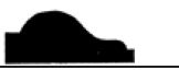 Silhouette of a car covered by a cloth, viewed from the side.
