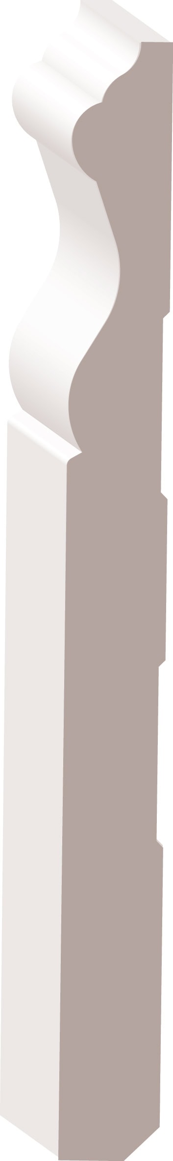 3D rendering of a decorative, abstract sculpture with smooth curves and flat surfaces, standing vertically.
