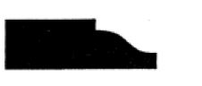 Silhouette of a stepped shape with a curved edge on the right side against a white background.