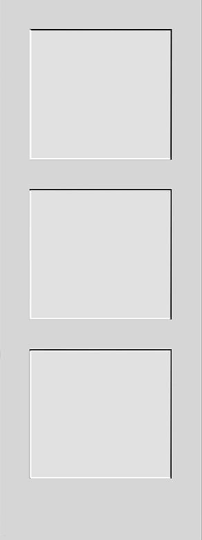 A vertical door with three rectangular panels aligned vertically. The door is plain and unadorned, with no visible handle or hardware.
