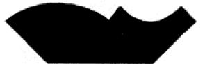 Black abstract shape with a curved top and a jagged peak on the right side.
