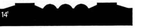 Black silhouette of a decorative architectural molding profile, featuring curved and angular shapes, marked with 14 on the left side.