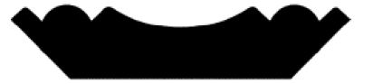 Silhouette of an abstract shape resembling a stylized crown or bridge with rounded and pointed elements.