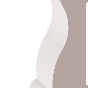 Illustration of a decorative, carved molding piece with smooth curves and varying thicknesses, shown from a side angle.