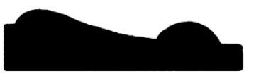 Silhouette of a low, elongated shape with two distinct rounded bumps set against a white background.