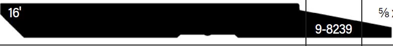 Silhouette of a 16-foot long object with a gradually sloping shape. Text reads 5/8 and 9-8239.