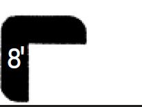 Close-up image of a black right angle with the numeral 8 followed by an apostrophe next to it.