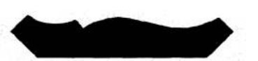 A silhouette of a reclining woman with an angular form, resembling a landscape profile.