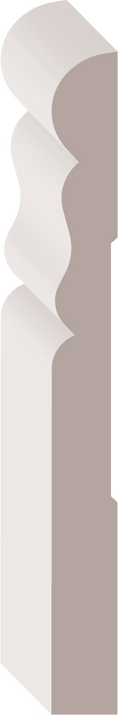 Illustration of a gray and white abstract, wavy vertical shape with alternating curves on the left and right sides.