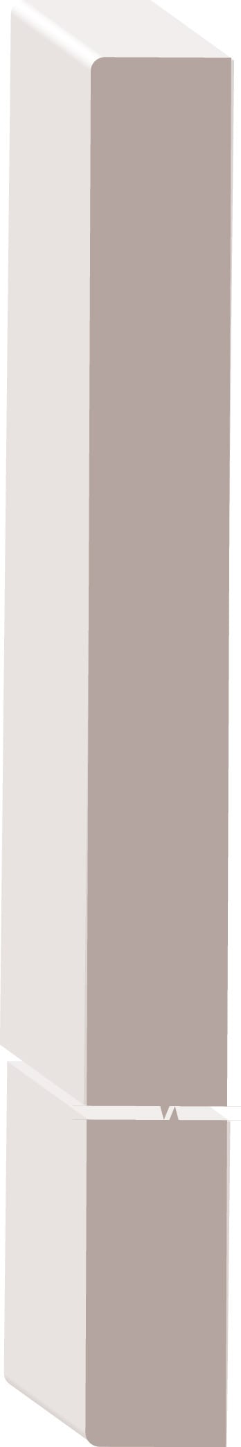 A tall rectangular 3D block with a light gray side and a dark brown front.