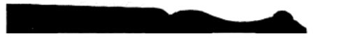 Black silhouette of an uneven line with one prominent peak on a white background.