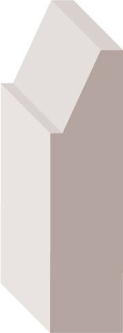 A 3D illustration of a geometric, abstract shape composed of two rectangular prisms, with one slightly tilted on top of the other, in neutral tones.