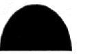 A black semicircle on a white background.