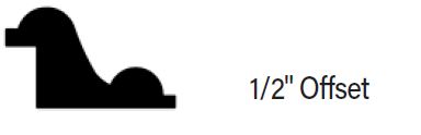 Silhouette of a profile with a rounded and stepped shape labeled 1/2 Offset.