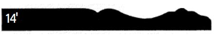Silhouette of a mountainous landscape with the number 14 on the left side.