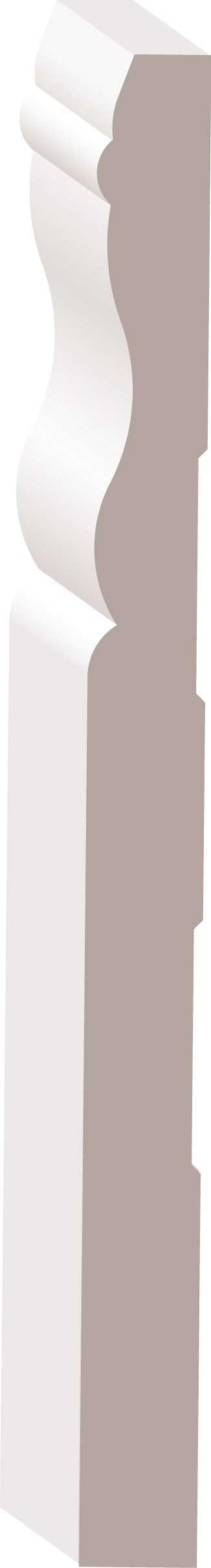 A digitally rendered image of a cross-section of a stair handrail, showing intricate contours and a smooth finish.