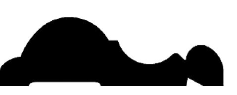 Silhouette of an abstract, wavy shape with curved and angled sections, resembling a stylized profile or landscape.